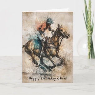 Tarjeta Caballo de Polo Feliz Cumpleaños Personalizado