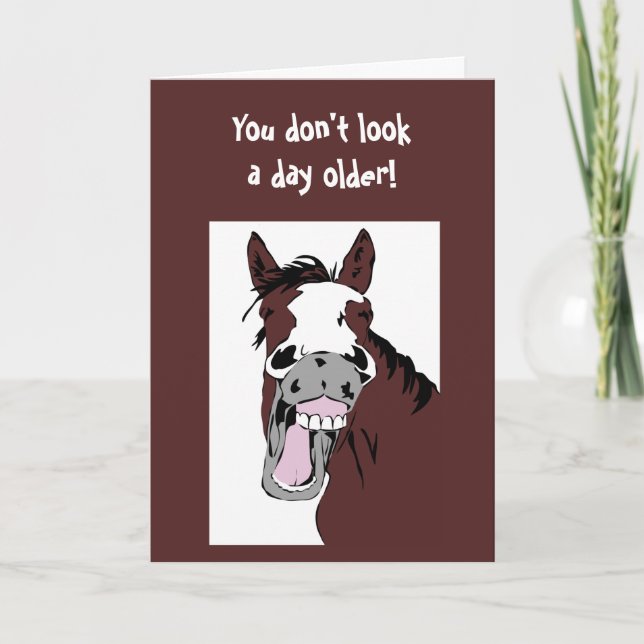 Tarjeta Caballo de risa "sobre humor del cumpleaños de la (Anverso)