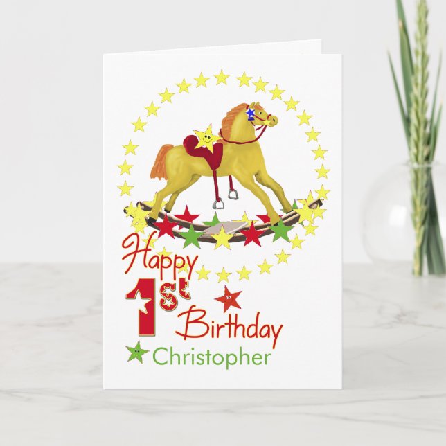 Tarjeta Caballo de Rocas 1er cumpleaños (Anverso)
