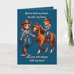 Tarjeta Caballo de Rodeo Occidental Mamá y Niño Personaliz
