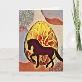 Tarjeta Caballo de silueta y Huevo de Pascua colorida Sema