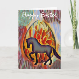 Tarjeta Caballo de Silueta y Huevo de Pascua Feliz Pascua