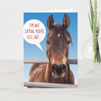 Tarjeta Caballo divertido: edad suficiente para el cumplea
