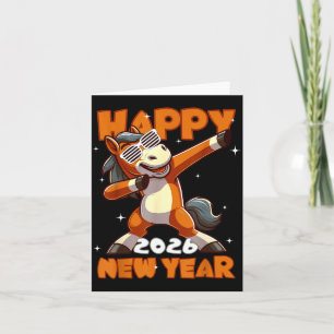 Tarjeta Caballo Divertido Haciendo Dabbing Feliz Año Nuevo