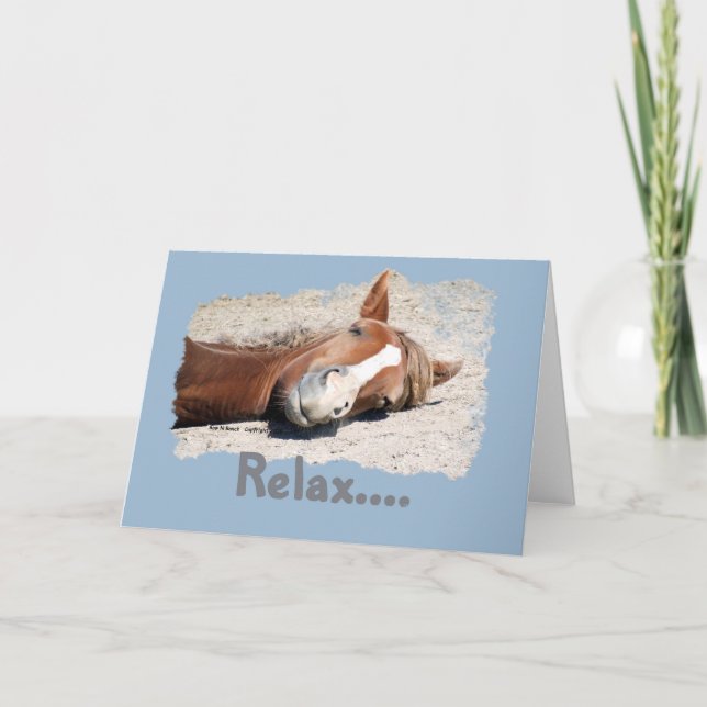 Tarjeta Caballo divertido: Relájate (Anverso)