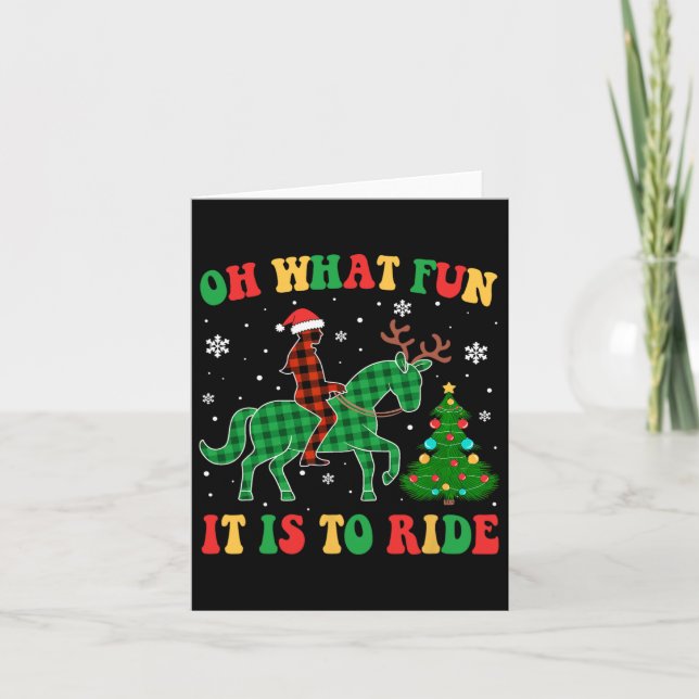 Tarjeta Caballo Groovy Oh Qué Diversión Es Para Los Navida (Anverso)