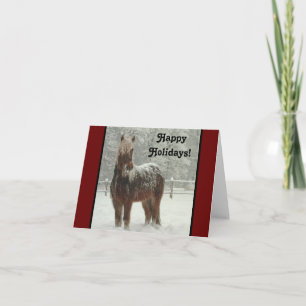 Tarjeta Caballo islandés en invierno, Felices Fiestas Foto