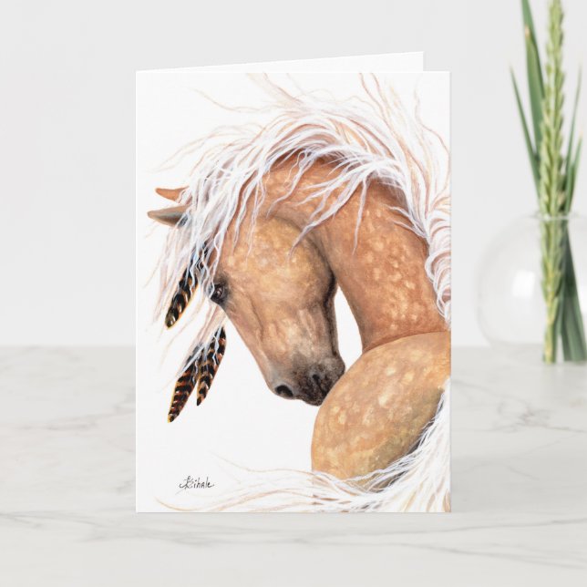 Tarjeta Caballo majestuoso de Palomino por BiHrLe Card (Anverso)