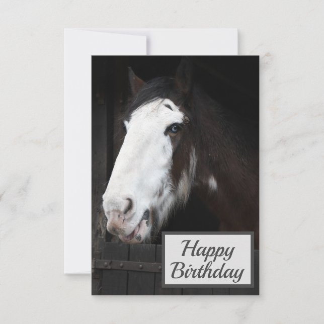 Tarjeta Caballo marrón en la carta de cumpleaños feliz de  (Anverso)