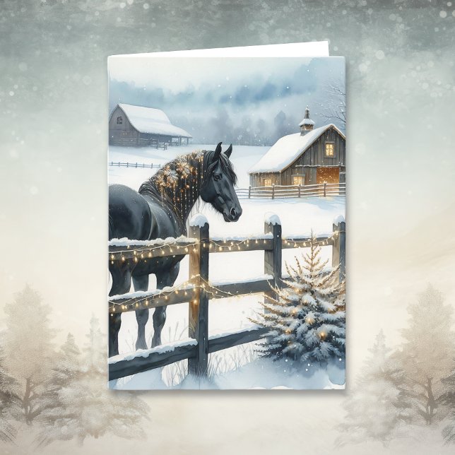 Tarjeta Caballo negro en una granja de Navidades personali (Subido por el creador)