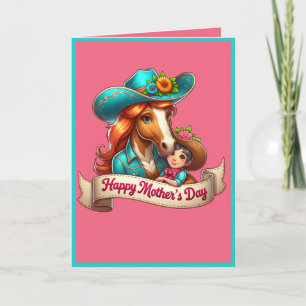 Tarjeta Caballo Occidental Feliz Día de la Madre 4 Persona