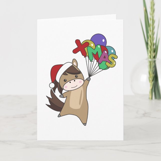 Tarjeta Caballo Poni Navidad Nieve Invierno Animales Cabal (Anverso)