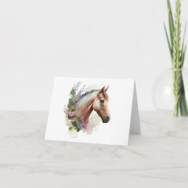 Tarjeta Caballo Regal con flor Wreath BLANK