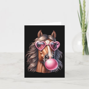 Tarjeta Caballo Retro Que Soplaba Goma De Burbuja Con Somb