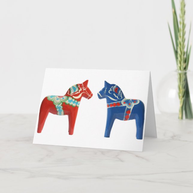 Tarjeta Caballo rojo y azul de Dala (Anverso)