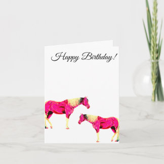 Tarjeta caballo rosa de feliz cumpleaños