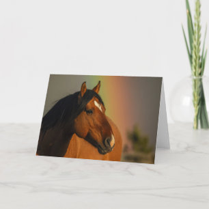 Tarjeta Caballo Salvaje, Luz Dorada y Arcoíris