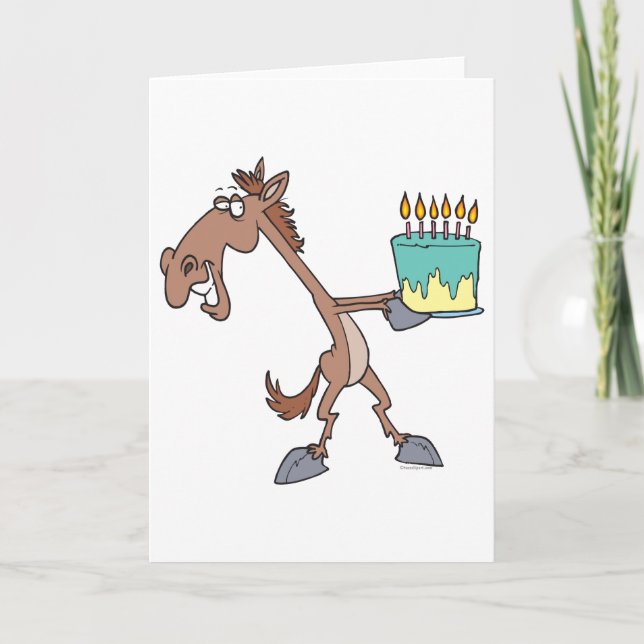 Tarjeta caballo tonto de cumpleaños con personalizado de t (Anverso)