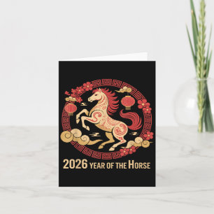 Tarjeta Caballo Vintage 2026 Año Nuevo Chino Zodiaco Del
