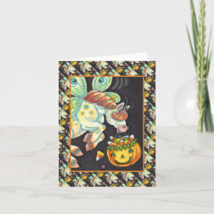 Tarjeta CABALLO VOLADOR DE HALLOWEEN, MAÍZ DE DULCE Tarjet