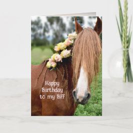 Tarjeta Caballo y flores Novia feliz cumpleaños