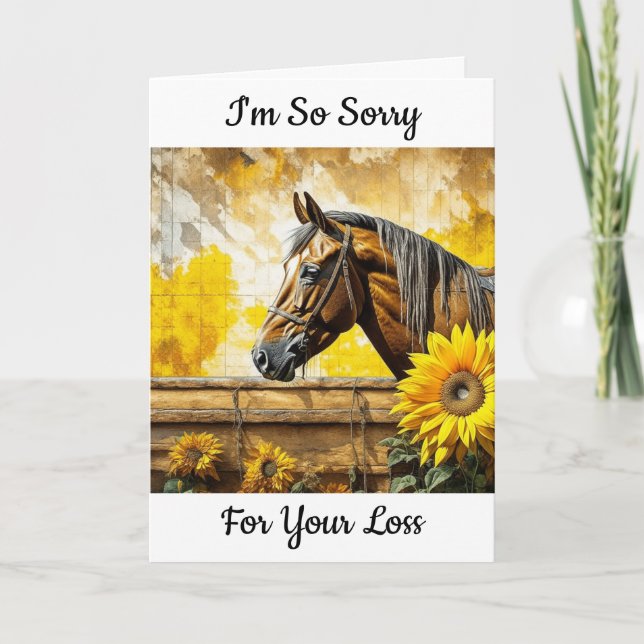 Tarjeta Caballo y Girasol | Lo siento por tu Pérdida (Anverso)