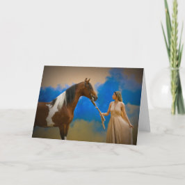 Tarjeta Caballo y señora del Pinto