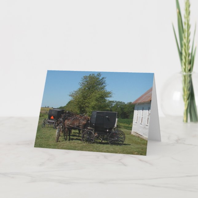 Tarjeta Caballos Amish (Anverso)