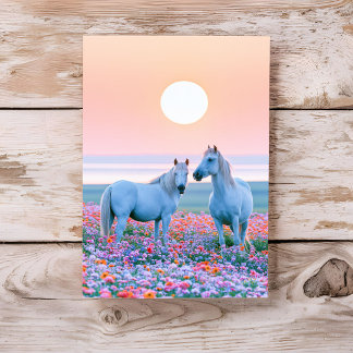 Tarjeta Caballos Atardecer Pastel Piensa en Ti
