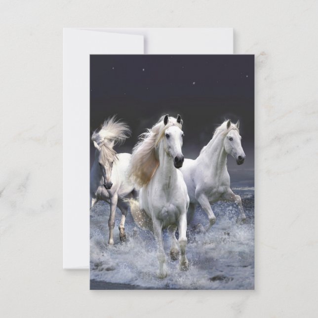 Tarjeta Caballos corriendo lanzando almohada (Anverso)