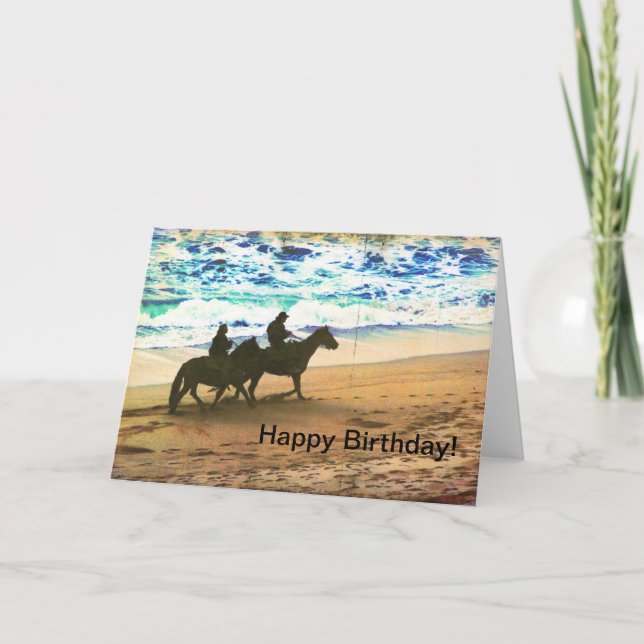 Tarjeta Caballos de montar en la playa (Anverso)