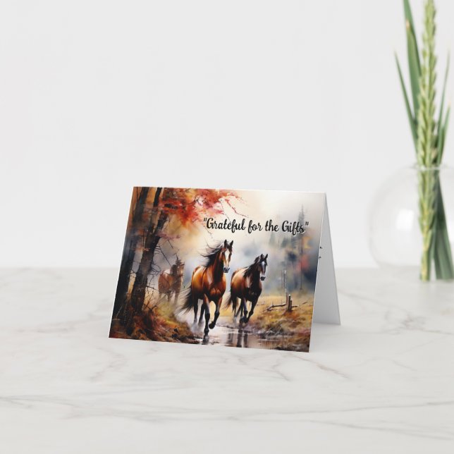 Tarjeta Caballos de otoño personalizado de agradecimiento  (Anverso)