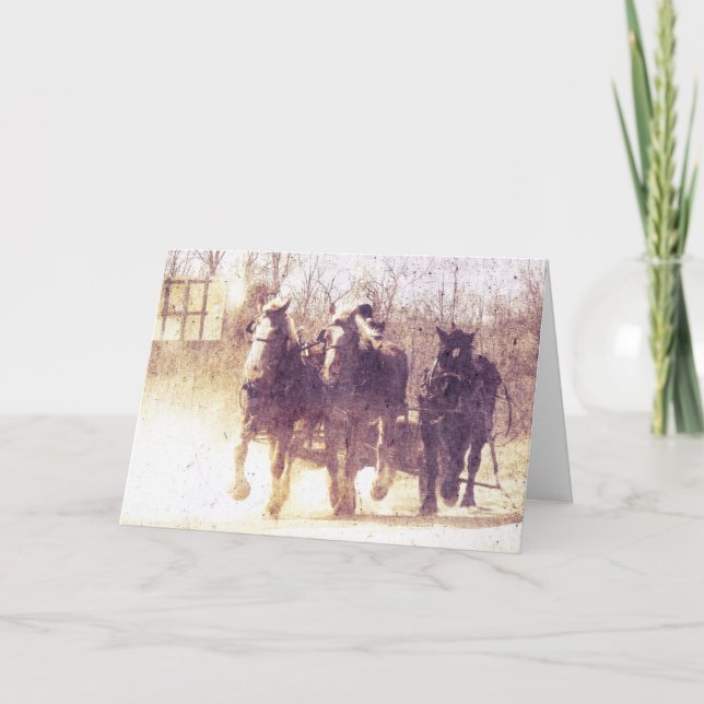 Tarjeta Caballos de trabajo, Día del Padre (Anverso)