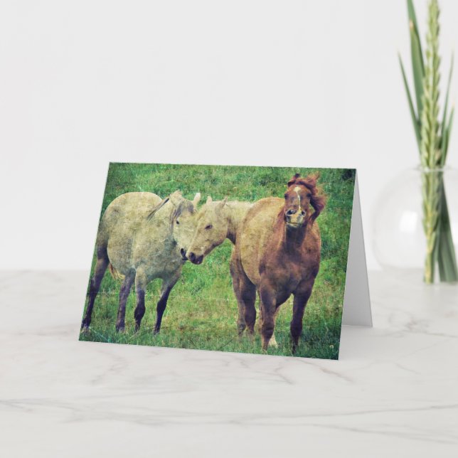 Tarjeta Caballos divertidos, el día de padre (Anverso)