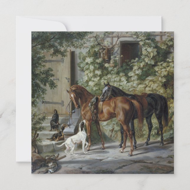 Tarjeta Caballos en el Porch (por Albrecht Adam) (Anverso)