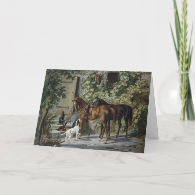 Tarjeta Caballos en el Porch (por Albrecht Adam) (Anverso)