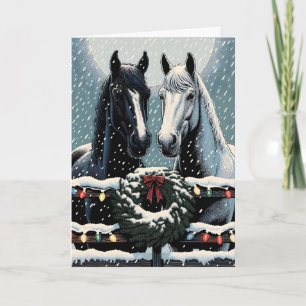 Tarjeta Caballos festivos   Feliz Navidad