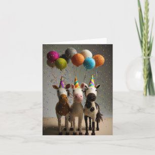 Tarjeta Caballos Fiestas caprichosos con globos coloridos