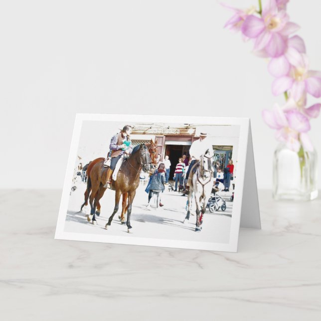 Tarjeta Caballos fuera de Spanish Bar (Orquídea)