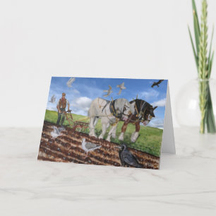 Tarjeta Caballos Pesados En Marzo En Blanco