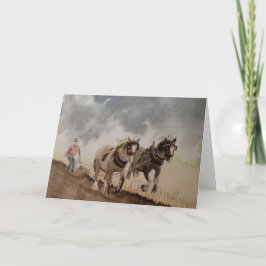 Tarjeta Caballos pesados resplandecientes bajo un cielo en