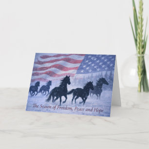 Tarjeta Caballos Salvajes Bandera Americana Country Wester