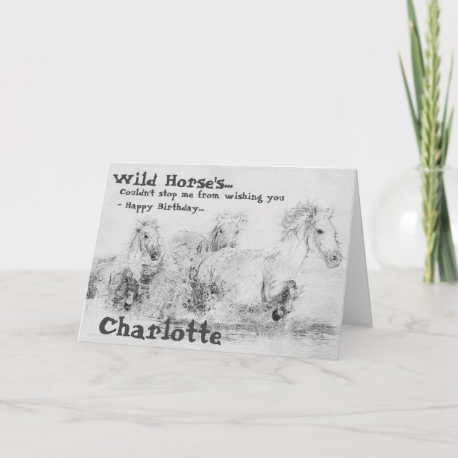 Tarjeta Caballos salvajes Cumpleaños plegable (Anverso)