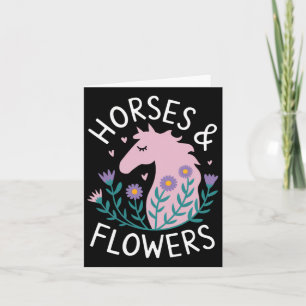 Tarjeta Caballos y bambú; Flores - Amantes de caballos
