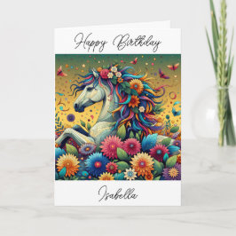 Tarjeta Caballos y flores Cumpleaños Personalizado y Extra