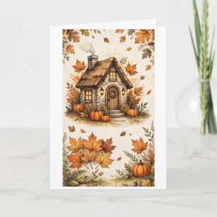 Tarjeta Cabaña acogedora de otoño