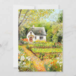 Tarjeta Cabaña blanca en verano salada