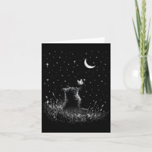 Tarjeta Cabaña de mujer floral mariposa gato negro