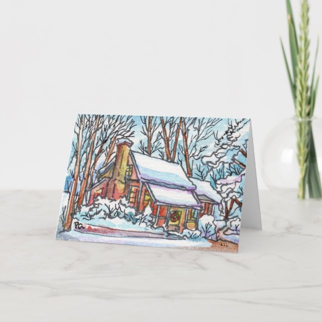 Tarjeta Cabaña nevada (Anverso)