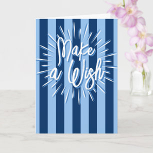 Tarjeta Cabana Stripes "Haz un Deseo" Explosión en Azul